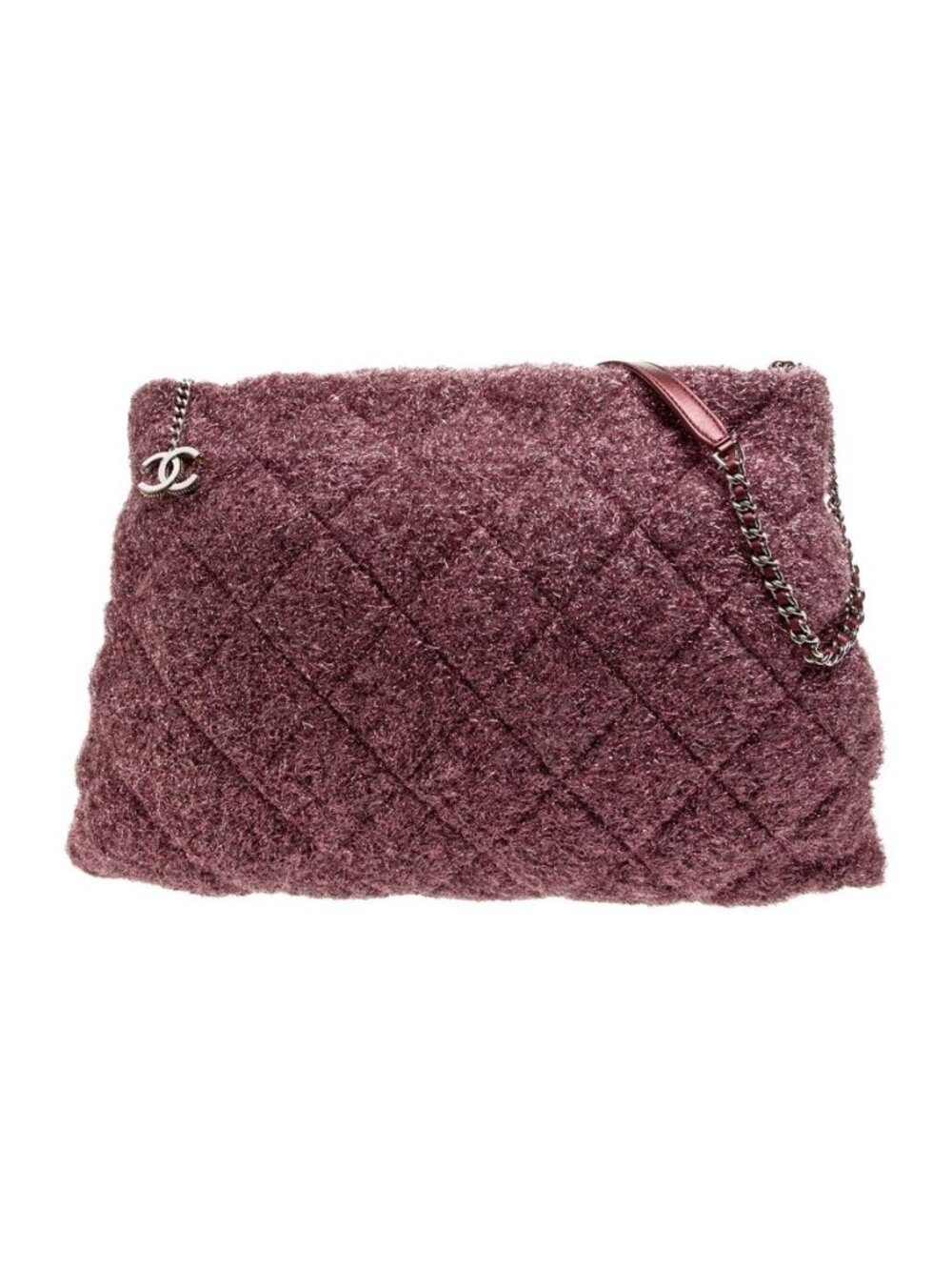 Chanel Pluto Glitter Metallic Pink Quilted Shopping Tote Bag